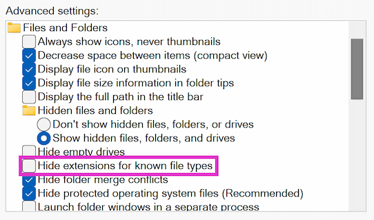 File Options Untick Option Image