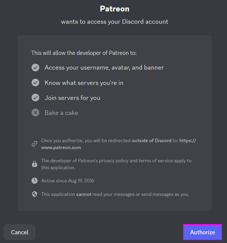 Patreon Discord Authorization
