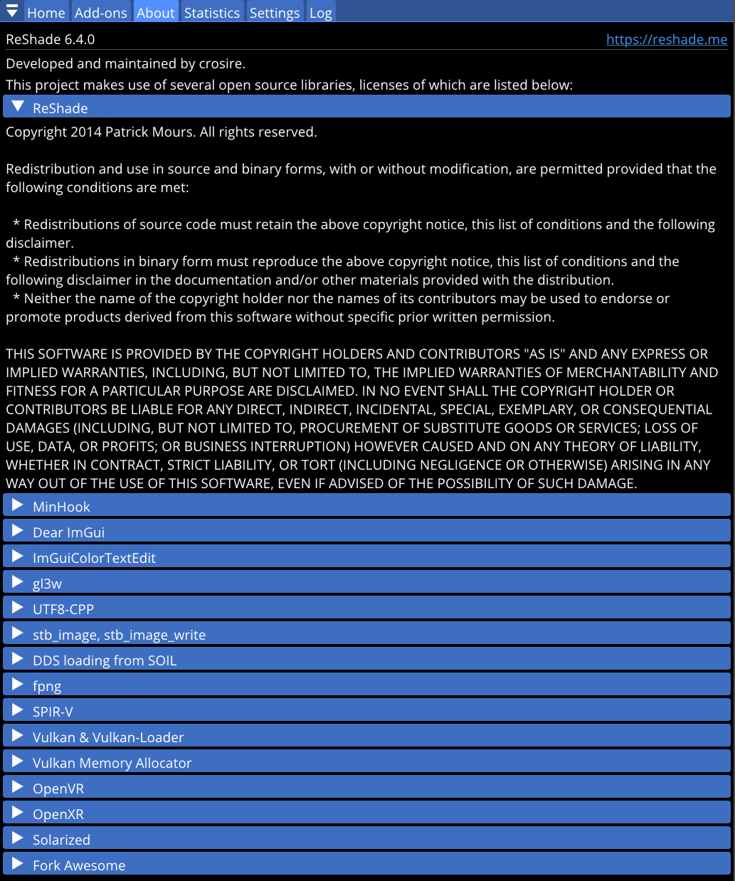 ReShade About Tab