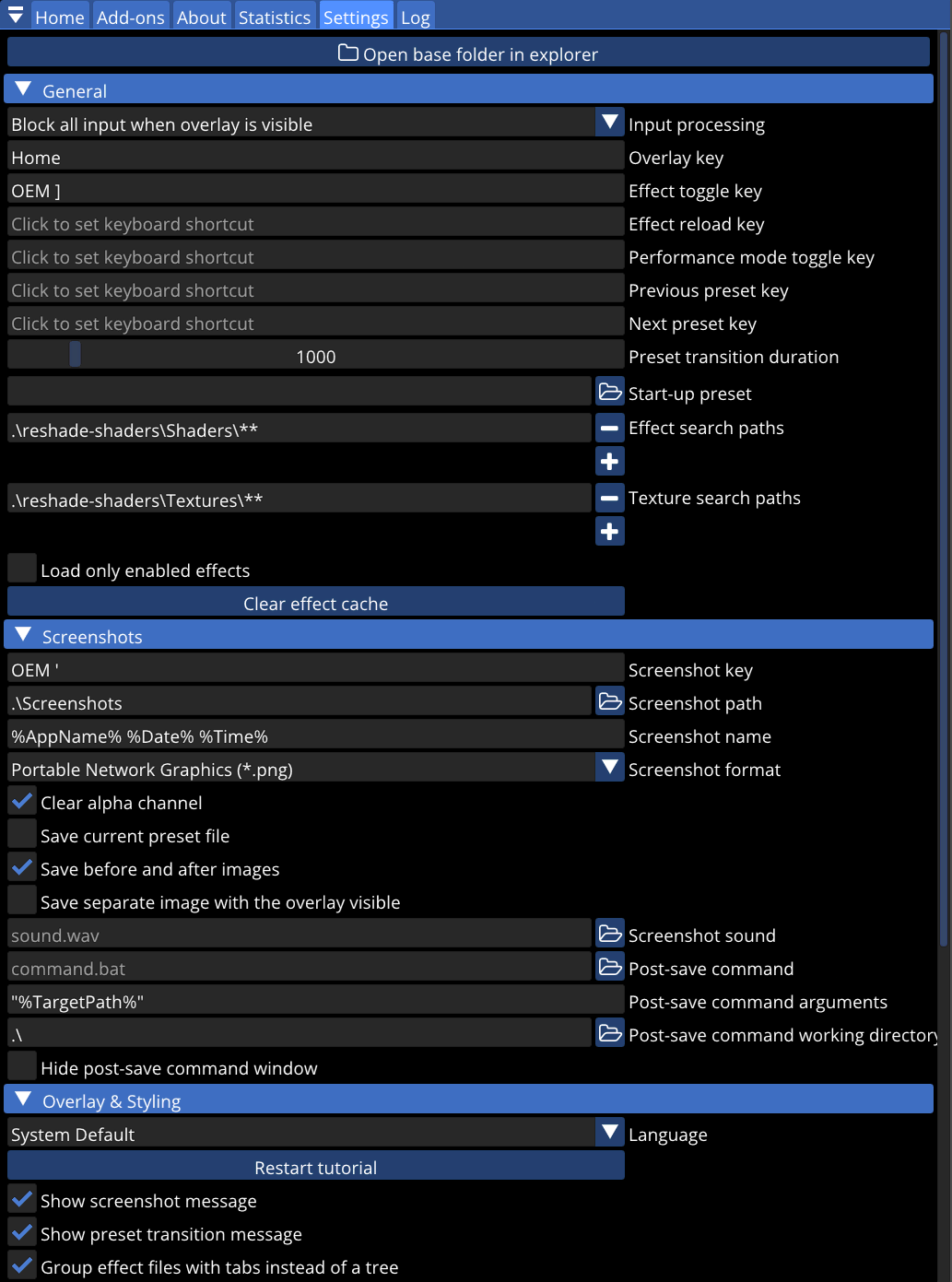 Settings Tab