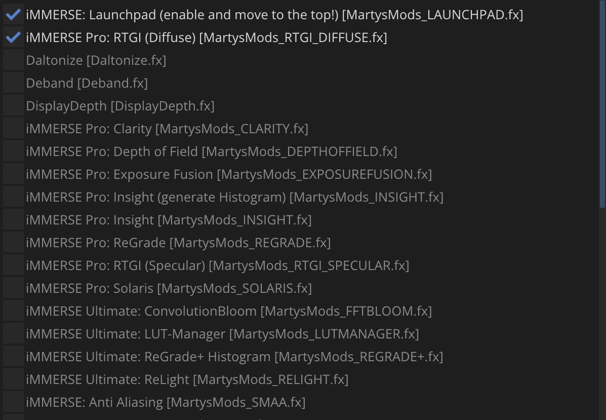 Shader List