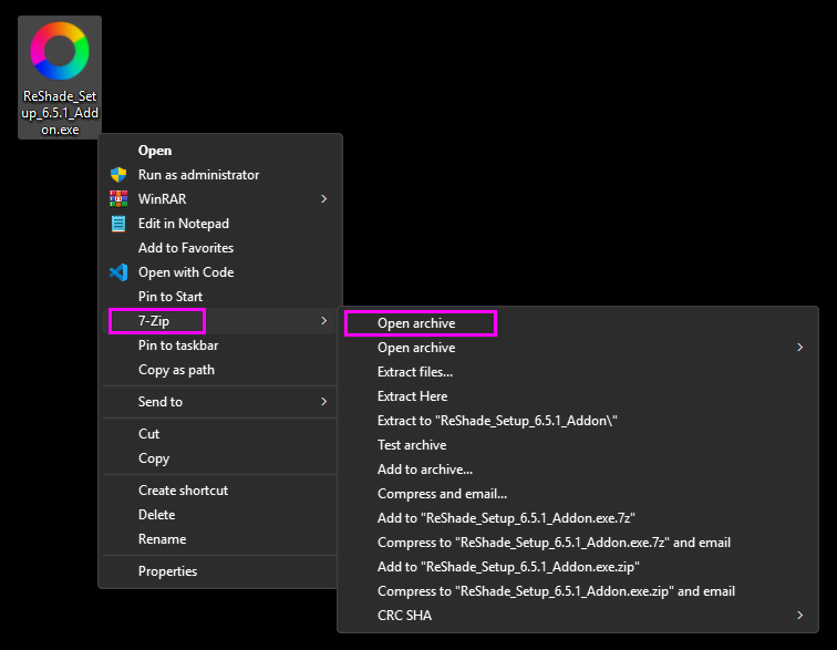 Open with 7-Zip